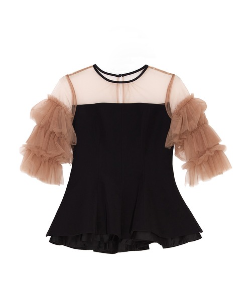 Leja（レジャ） パンツドレス 「LEJA」チュールスリーブペプラム