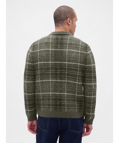 GAP（ギャップ） カーディガン ブラッシュド プレイド ジップアップ