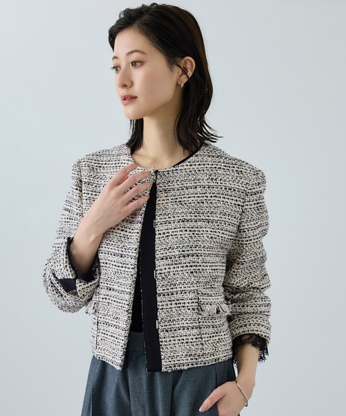 ROPE'（ロペ） ジャケット ノーカラージャケット ツイードジャケット