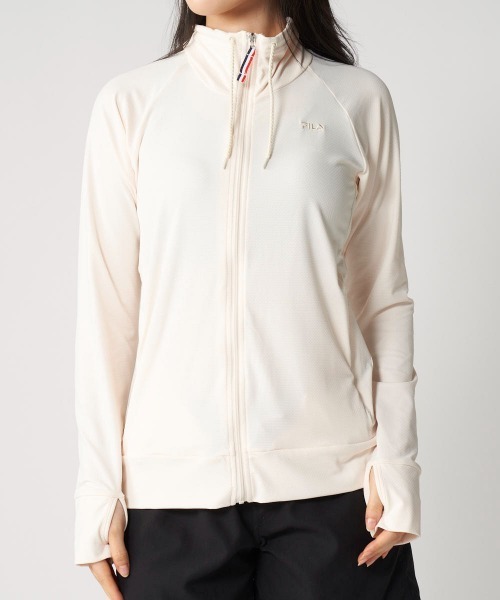 ホワイト ラッシュガード Fサイズ FILA（フィラ） ラッシュガード ブロックメッシュUVラッシュガード