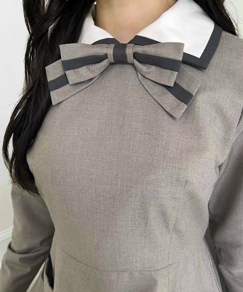 F i.n.t（フィント） ワンピース ラインボウタイバイカラーワンピース