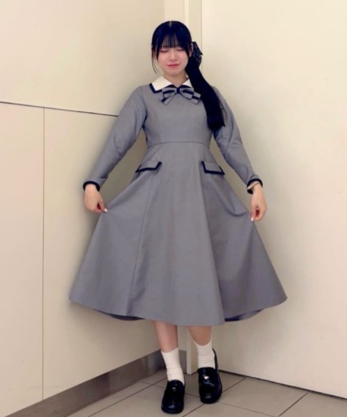 フィント（FINT）/ラインボウタイバイカラーワンピース F i.n.t（フィント） ワンピース ラインボウタイバイカラーワンピース