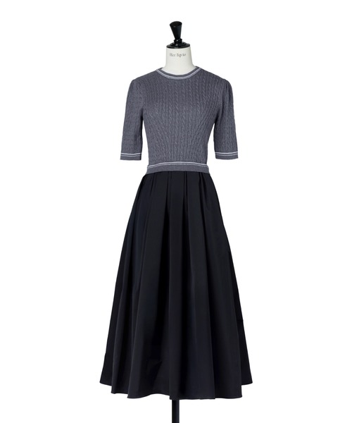 Her lip to ワンピース Cable Knit Docking Flared Dress : ZOZOTOWN