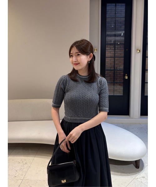 Her lip to ワンピース Cable Knit Docking Flared Dress : ZOZOTOWN