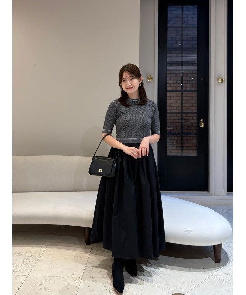 Her lip to ワンピース Cable Knit Docking Flared Dress : ZOZOTOWN