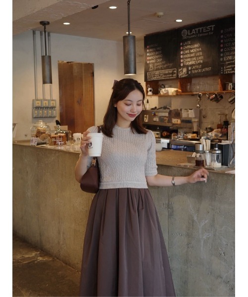Her lip to ワンピース Cable Knit Docking Flared Dress : ZOZOTOWN