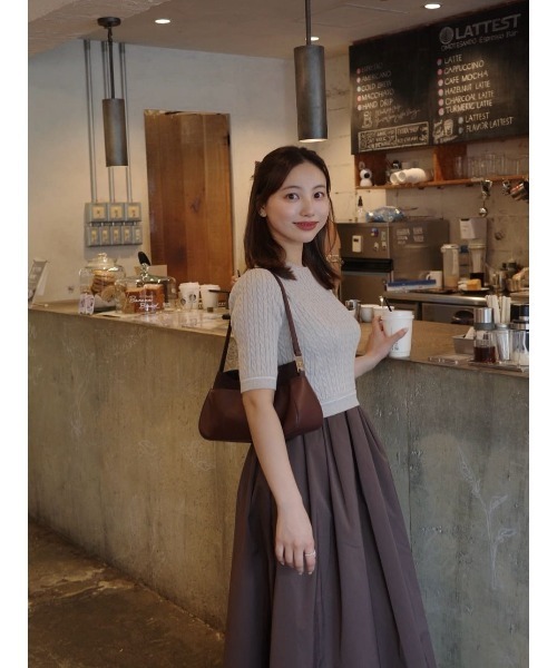 Her lip to ワンピース Cable Knit Docking Flared Dress : ZOZOTOWN