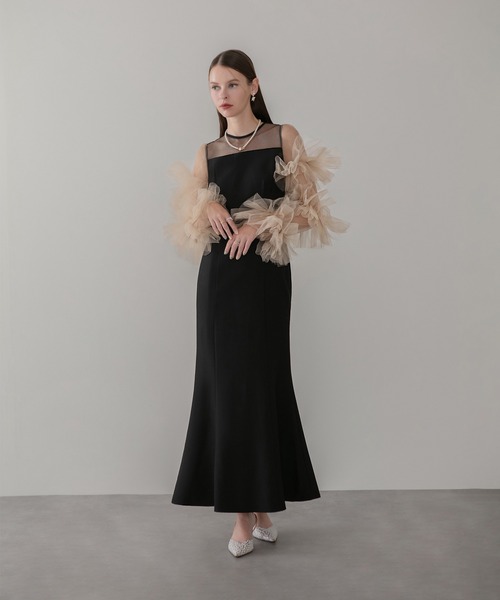 レジャ（Leja）/ボリュームチュールスリーブベストセットアップドレス Leja（レジャ） ドレス 「LEJA」ボリュームチュールスリーブベスト