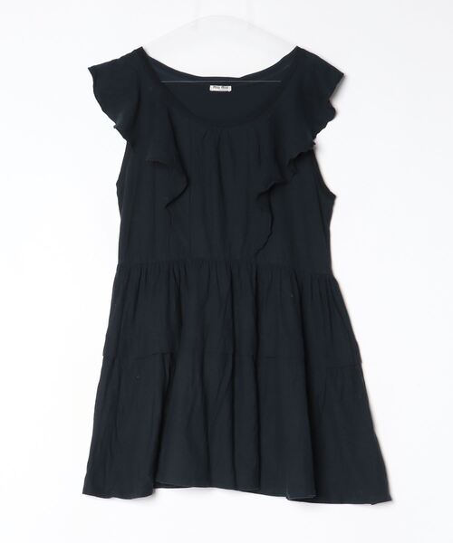 miu miu（ミュウミュウ） フリルノースリーブワンピース M ネイビー