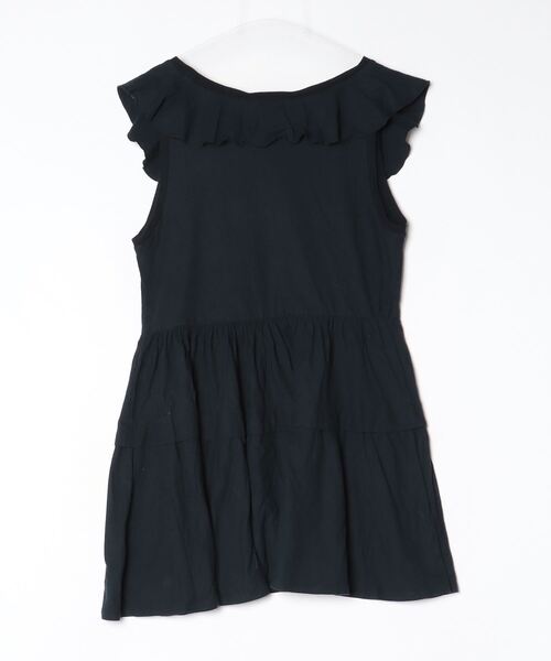 極美品 miumiuラビットファー切り替え ノースリーブ ミニ ワンピース miu miu（ミュウミュウ） フリルノースリーブワンピース M ネイビー