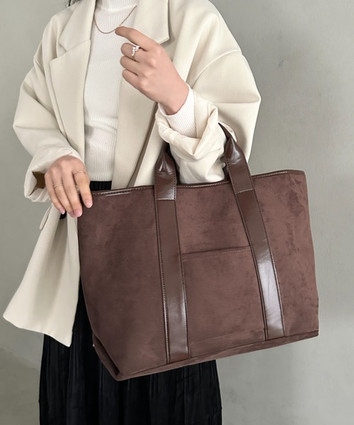 トートバッグ 「A4収納可・大容量」スウェード風トートバッグ