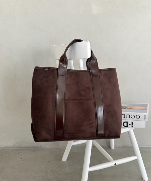 トートバッグ 「A4収納可・大容量」スウェード風トートバッグ