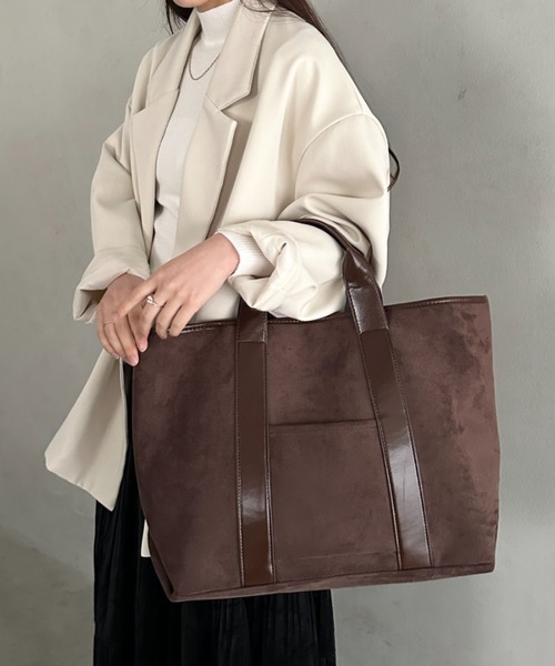 トートバッグ 「A4収納可・大容量」スウェード風トートバッグ