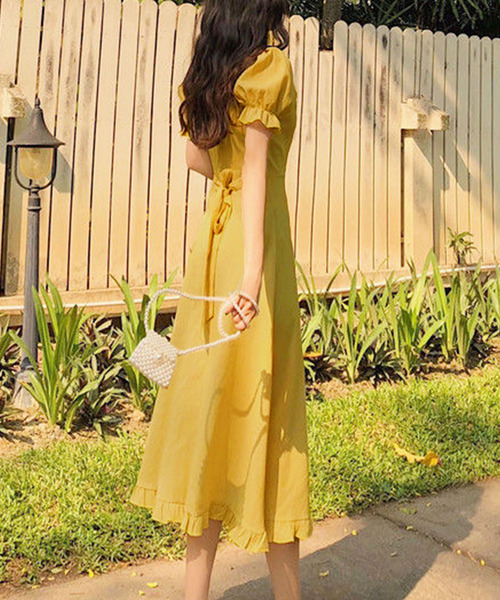 「Amulet」 半袖ワンピース M イエロー レディース_画像5