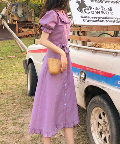 「Amulet」 半袖ワンピース M イエロー レディース_画像7