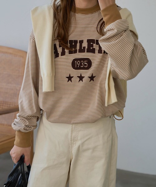 ハグオーワー　フロッキーpt.ドルマンスリーブスウェット teaベージュ ATHLETA（アスレタ） tシャツ 「 」ボーダーロングスリーブフロッキー