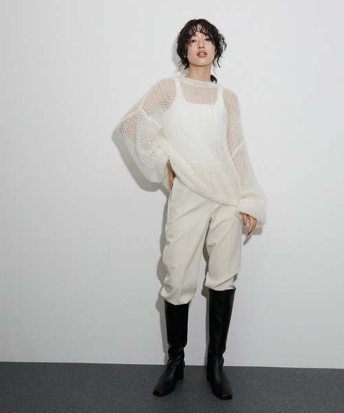 「ADAM ET ROPE'」 ロングブーツ 23.0cm オフホワイト レディース_画像5