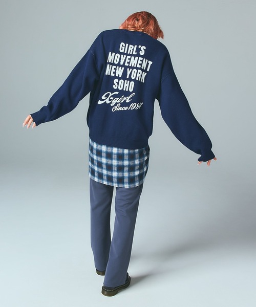 X-girl（エックスガール） ニット セーター CURSIVE LOGO AND FACE