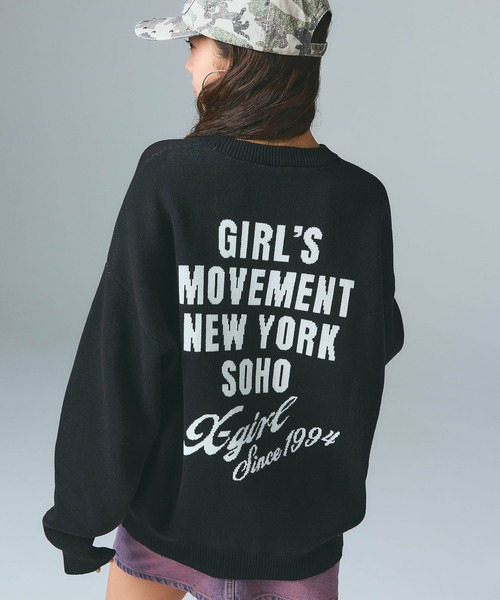 X-girl（エックスガール） ニット セーター CURSIVE LOGO AND FACE