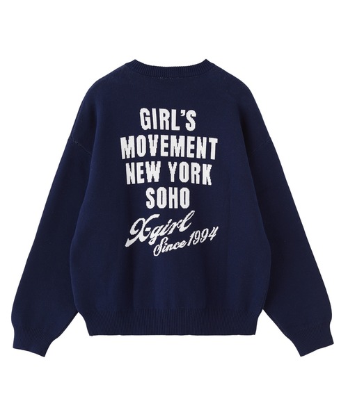 X-girl（エックスガール） ニット セーター CURSIVE LOGO AND FACE