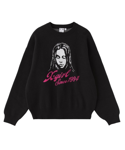 X-girl セーター X-girl（エックスガール） ニット セーター CURSIVE LOGO AND FACE