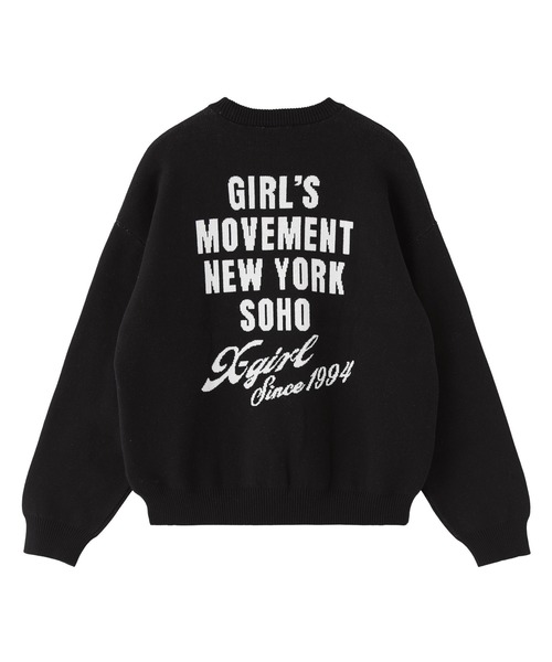 X-girl（エックスガール） ニット セーター CURSIVE LOGO AND FACE
