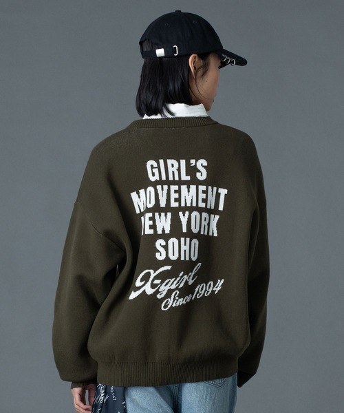 X-girl（エックスガール） ニット セーター CURSIVE LOGO AND FACE