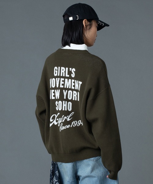 X-girl（エックスガール） ニット セーター CURSIVE LOGO AND FACE