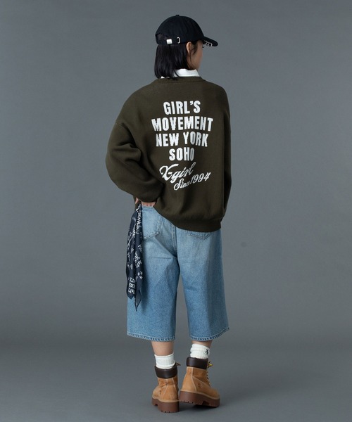 X-girl（エックスガール） ニット セーター CURSIVE LOGO AND FACE