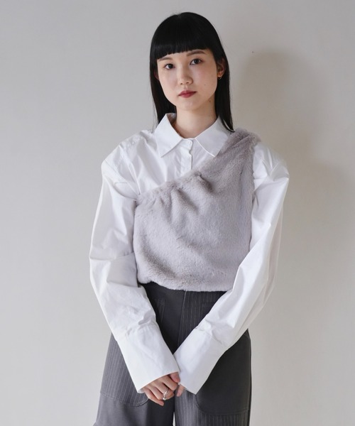 「Uenui」 ノースリーブトップス FREE ライトグレー レディース_画像6