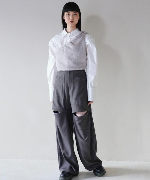 「Uenui」 ノースリーブトップス FREE ライトグレー レディース_画像7