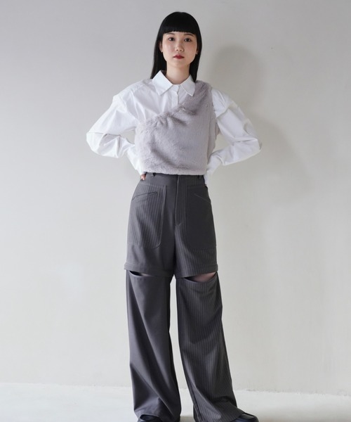 「Uenui」 ノースリーブトップス FREE ライトグレー レディース_画像9