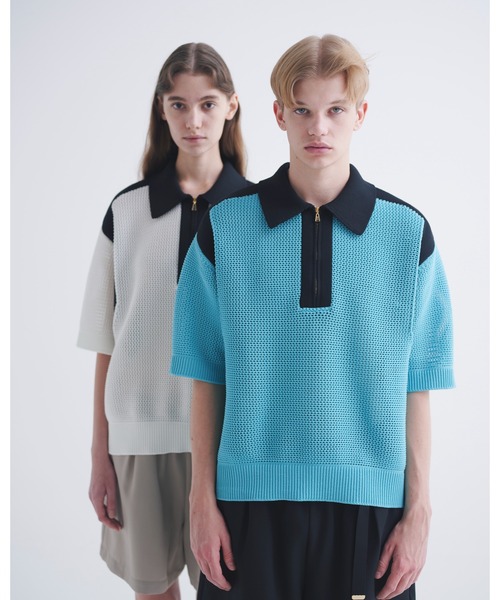 「CULLNI」 半袖ニット 1 ネイビー メンズの画像