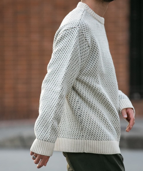 「URBAN RESEARCH ROSSO MEN」 長袖ニット SMALL ベージュ メンズ_画像3