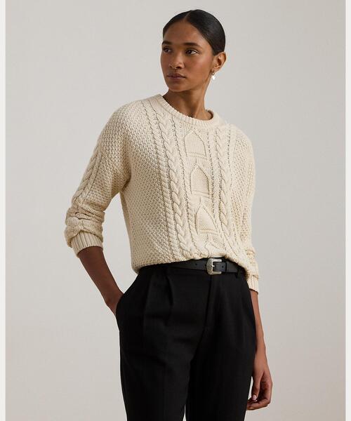 【未着用】近年ラルフローレンクルーネックケーブル編みニットセーター現行品 楽天市場】ポロ ラルフローレン レディース ケーブル編み クルーネック