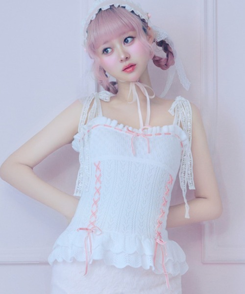 Fiorforte キャミソール frill ribbon knit camisole : ZOZOTOWN Yahoo 