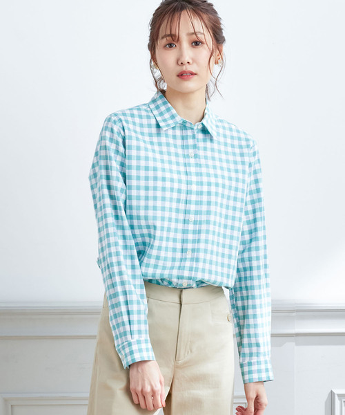 「Petit Honfleur」 長袖シャツ 11号 グリーン レディース_画像4