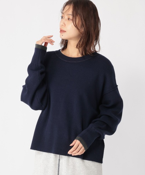 新品タグ付き❣️グッド グリーフCREWNECKNO SLEEVETOP ネイビー GOOD GRIEF 経堂) グッドグリーフ ニット スヌード RIBBED KNIT SNOOD