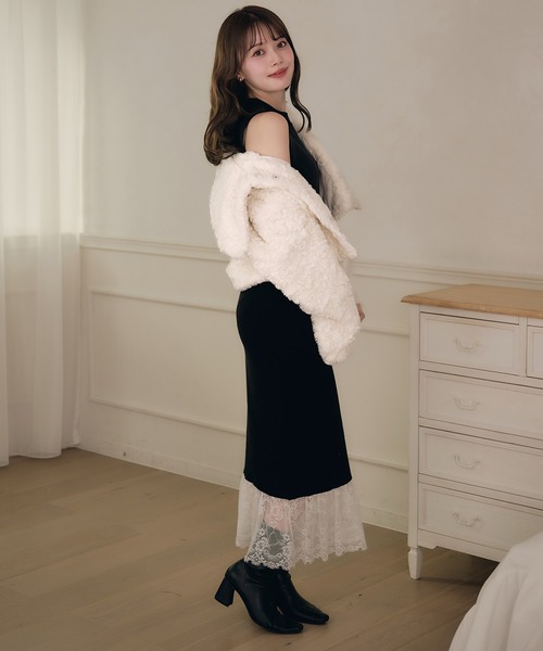 fupel ワンピース lace docking ensemble knit onepiece / レース