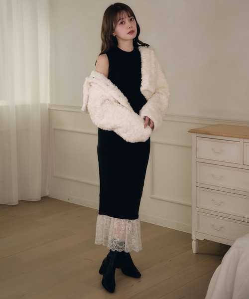 fupel ワンピース lace docking ensemble knit onepiece / レース