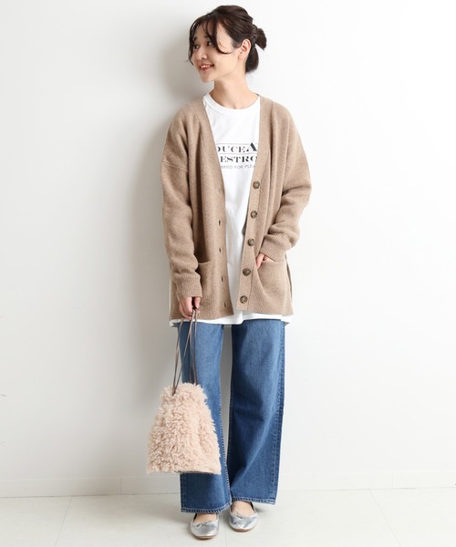 「SLOBE IENA」 ニットカーディガン FREE ベージュ レディース_画像3