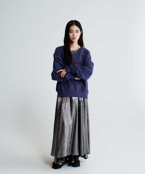【美品】STRATA グロッシーボリュームフレアスカート　チャコール　S JEANASIS（ジーナシス） スカート 「選べる着丈」グロッシーイレヘム