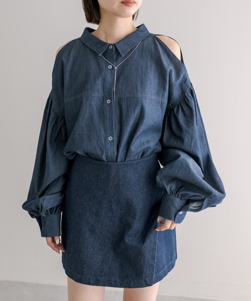 「mystic」 長袖シャツ FREE ブルー レディース_画像3