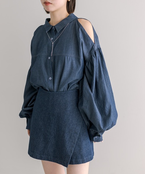 「mystic」 長袖シャツ FREE ブルー レディース_画像5