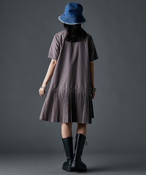 「GEVS.」 シャツワンピース LL ネイビー レディース_画像4