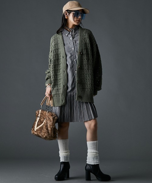 「GEVS.」 シャツワンピース LL ネイビー レディース_画像9