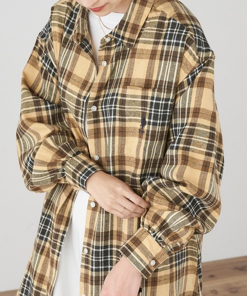 「U.S. POLO ASSN.」 長袖ネルシャツ FREE グレー レディース_画像4