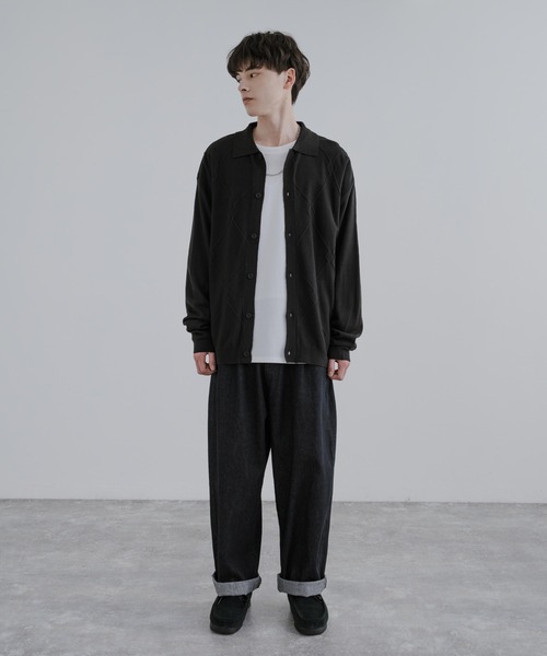 「Rocky Monroe」 ニットカーディガン M サックスブルー メンズ_画像6