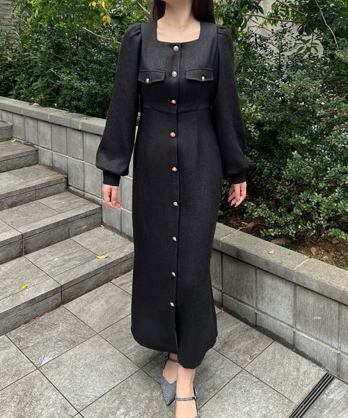 「junoah」 長袖ワンピース MEDIUM ブラック レディース_画像5