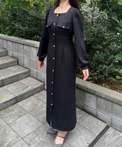 「junoah」 長袖ワンピース MEDIUM ブラック レディース_画像6